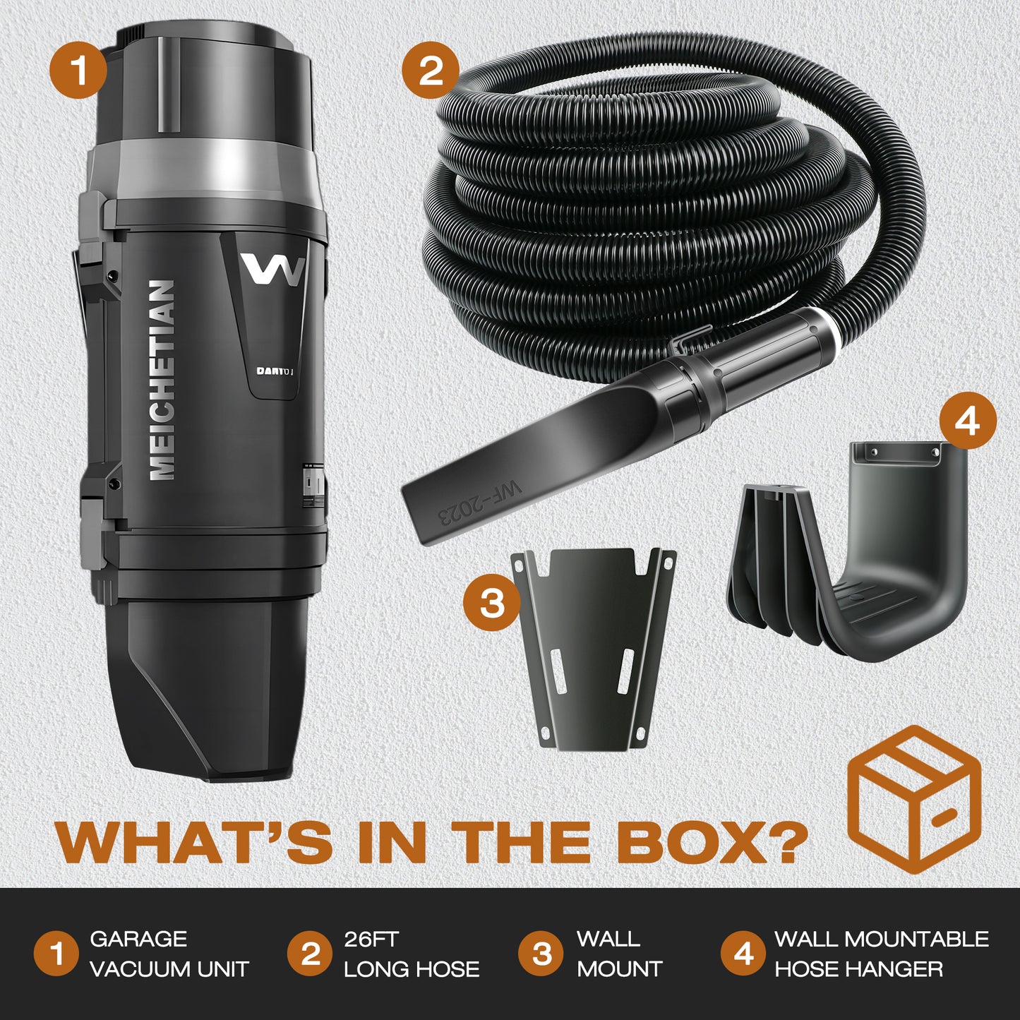 High power wall mount car vacuum components