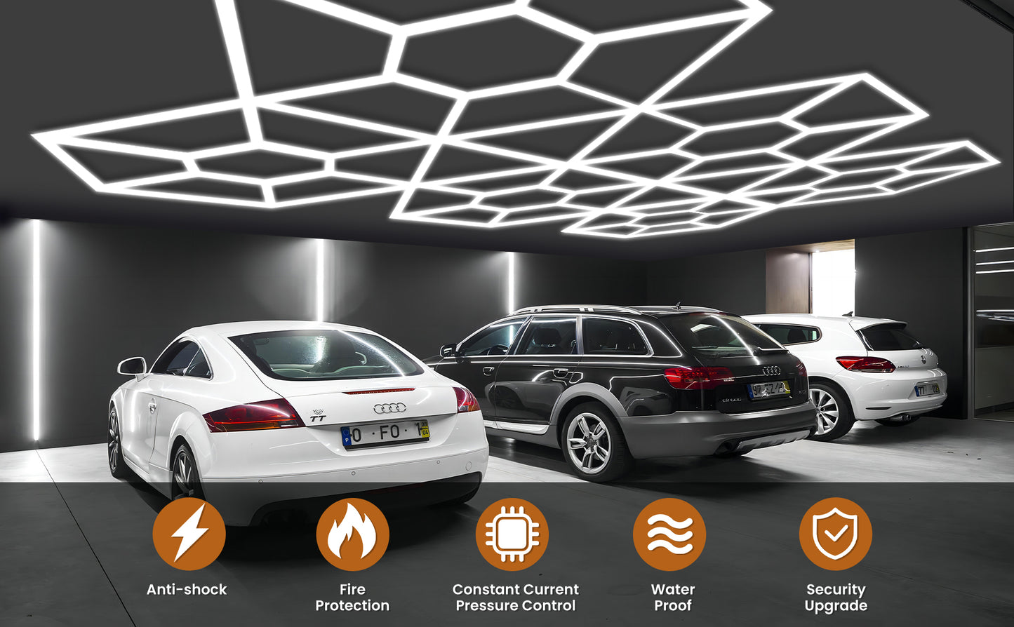 Soccer-inspired LED light in garage