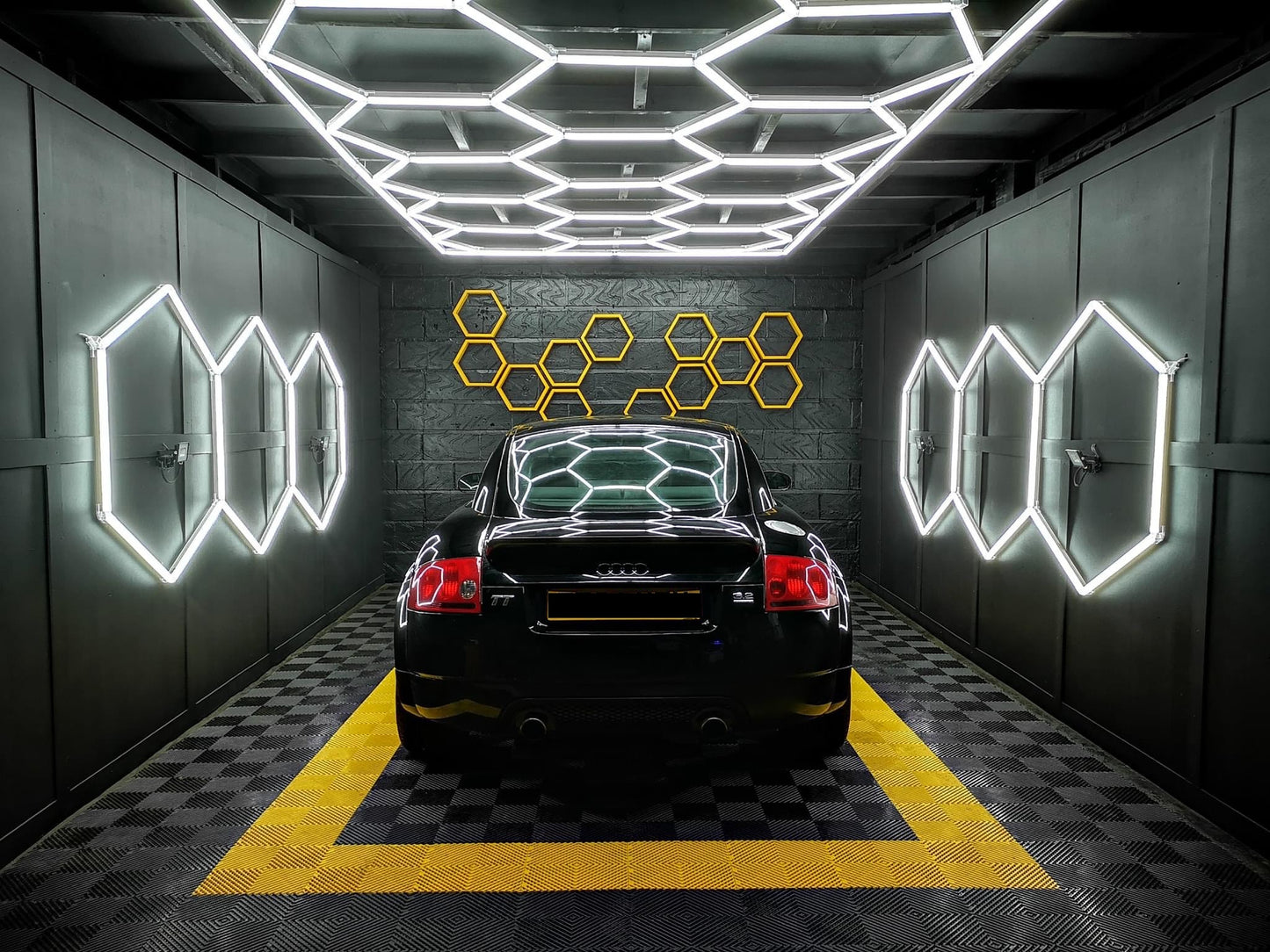 Hexagon LED lights (15 grids) in home garage
