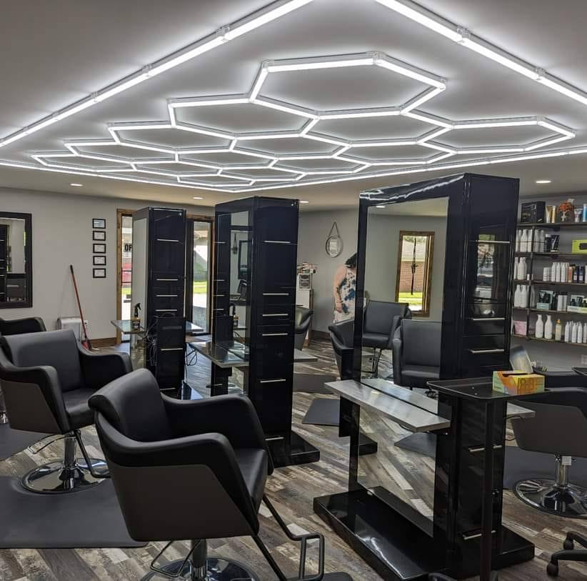 Multiple Hexagon LED lights (14 grid) in hair salon