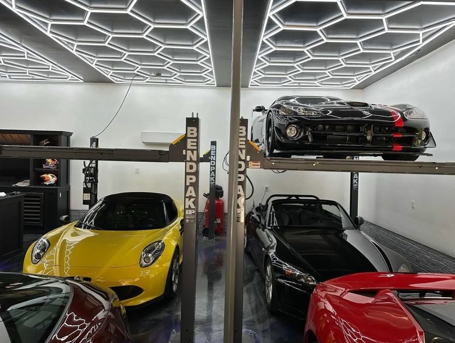 Multiple Hexagon LED lights (14 grid) in garage