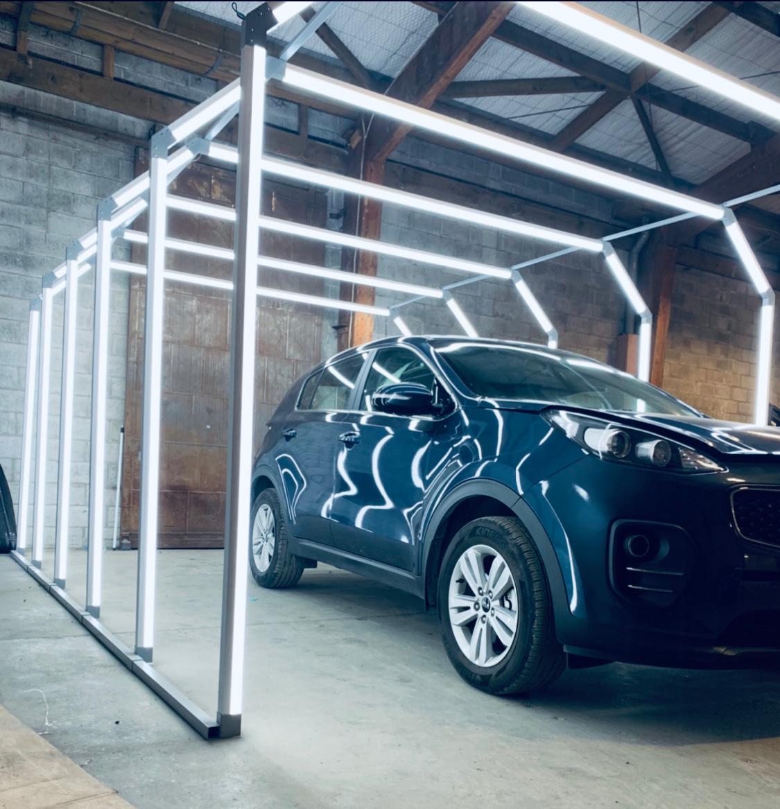 Large LED light arch tunnel in real setting