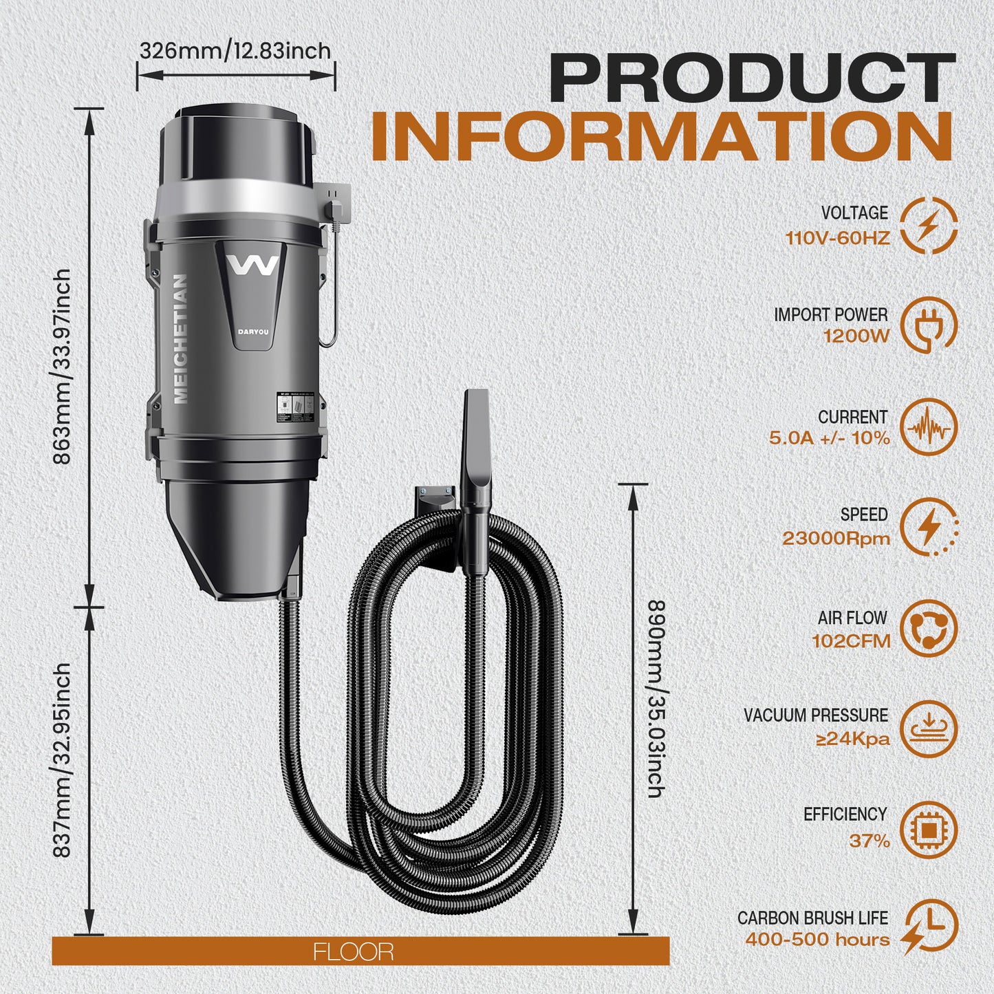High power wall mount car vacuum product features