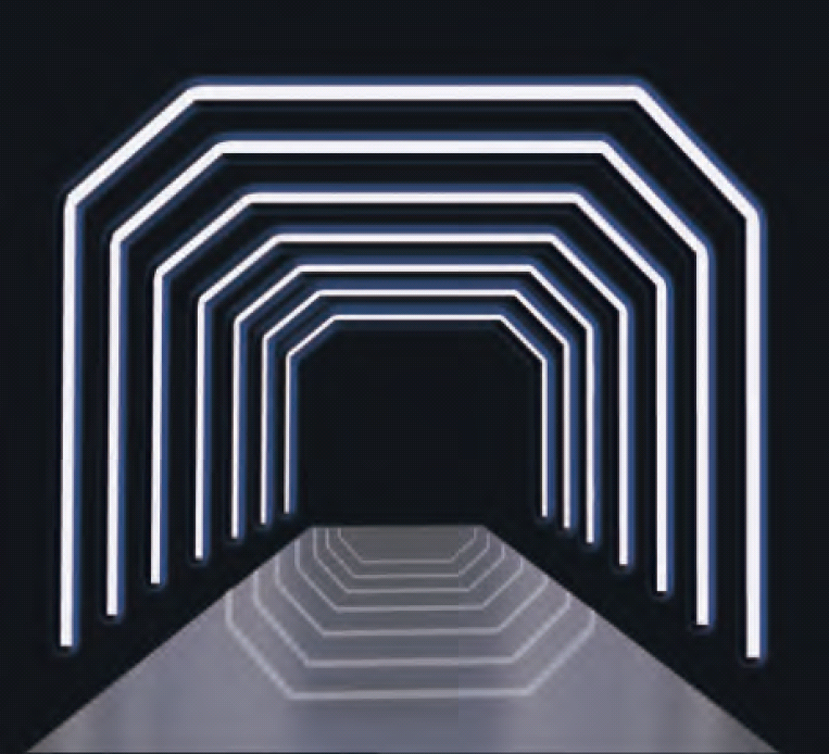 Large LED light arch tunnel front view