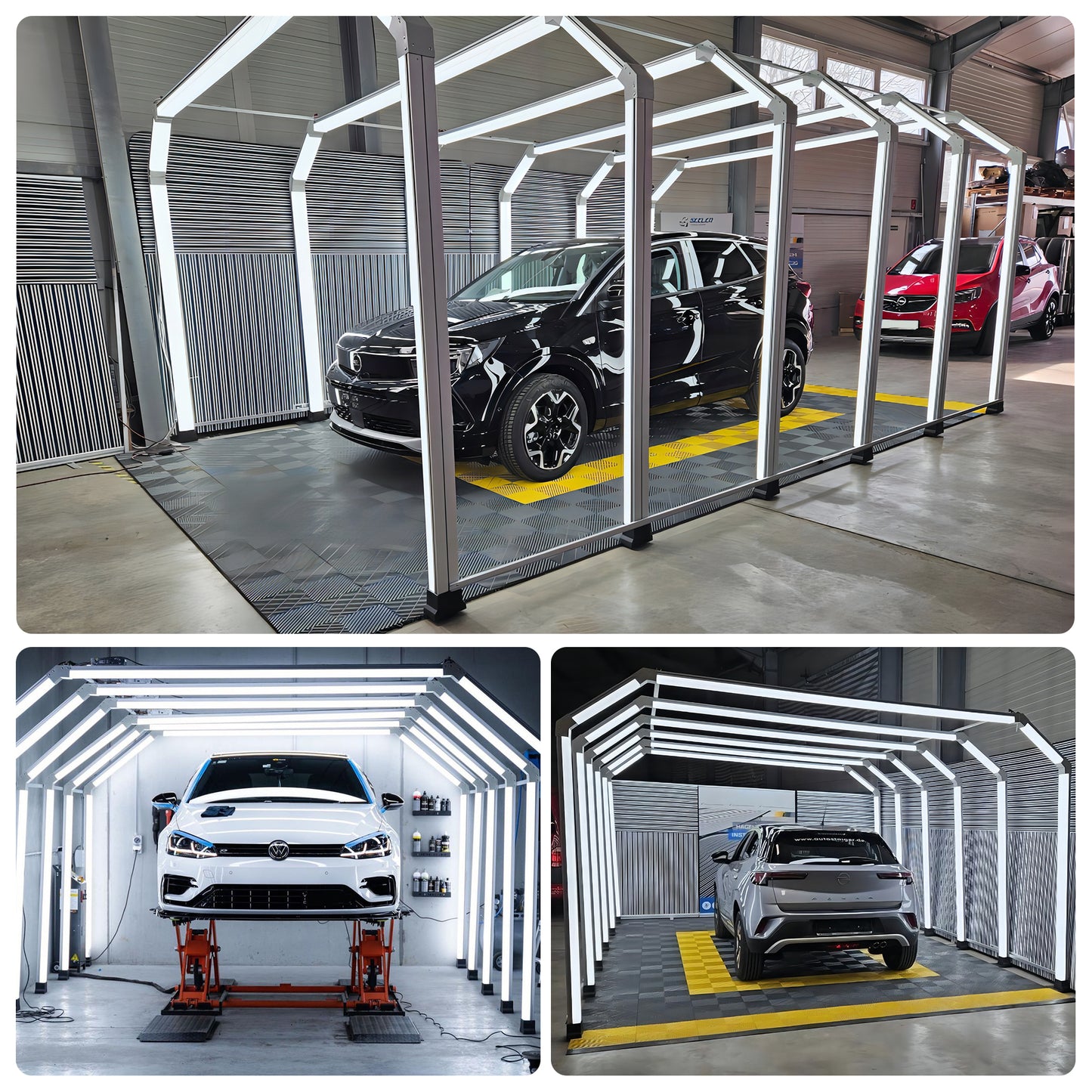Large LED light arch tunnel installed in a shop, providing wide and bright overhead lighting