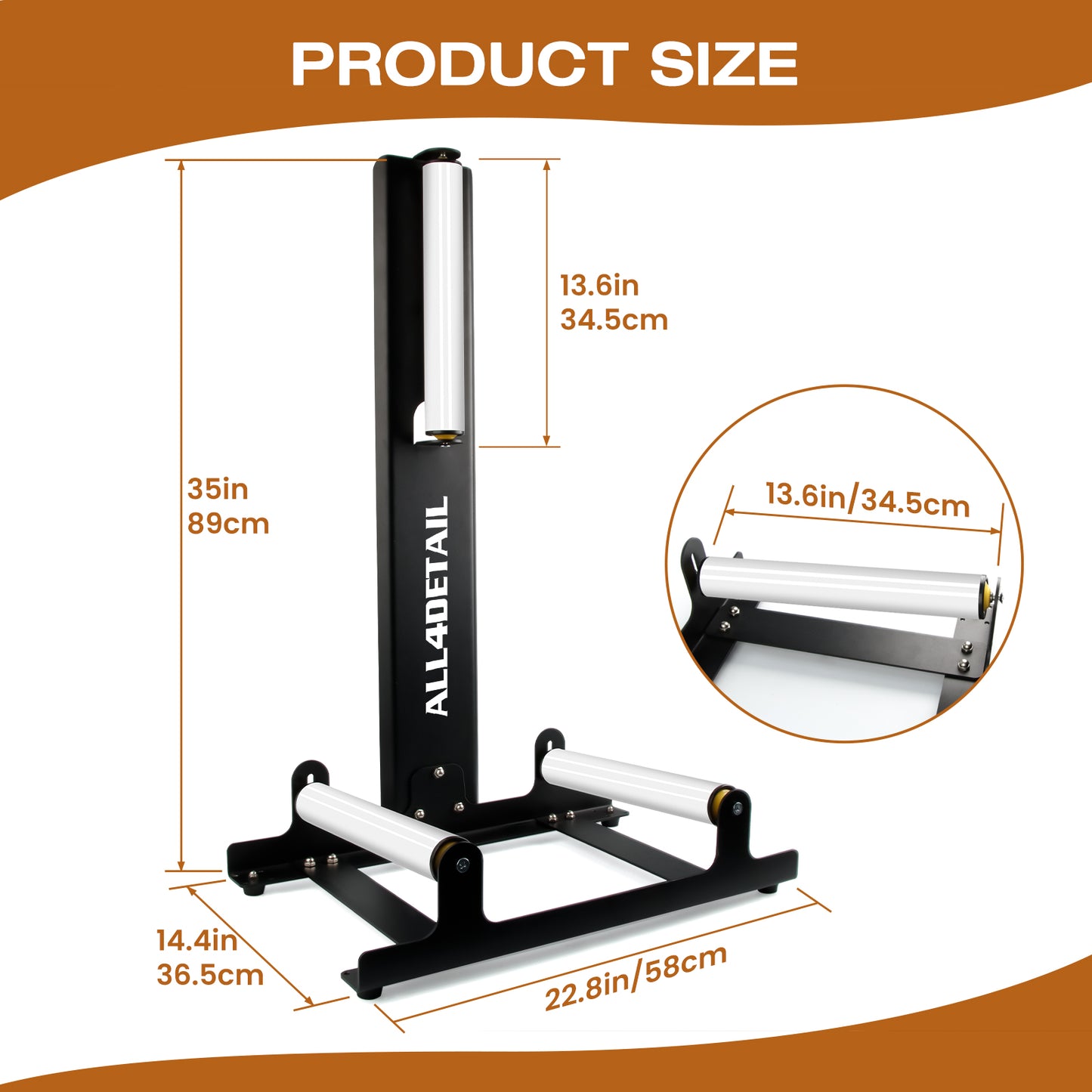 Rolling Wheel Detailing Stand Dimensions