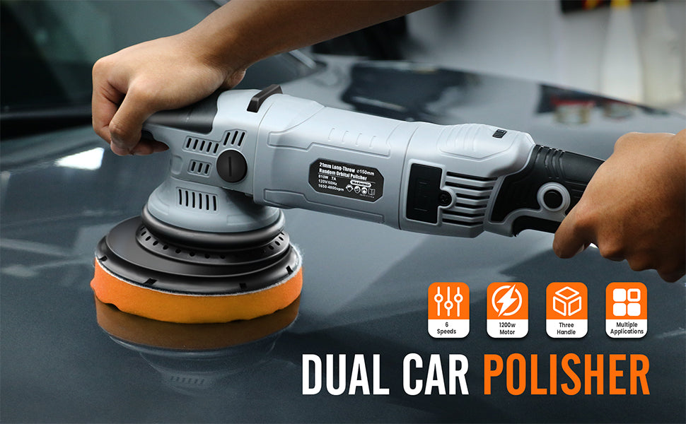 Dual Action (DA) Polisher in Action on Car Surface