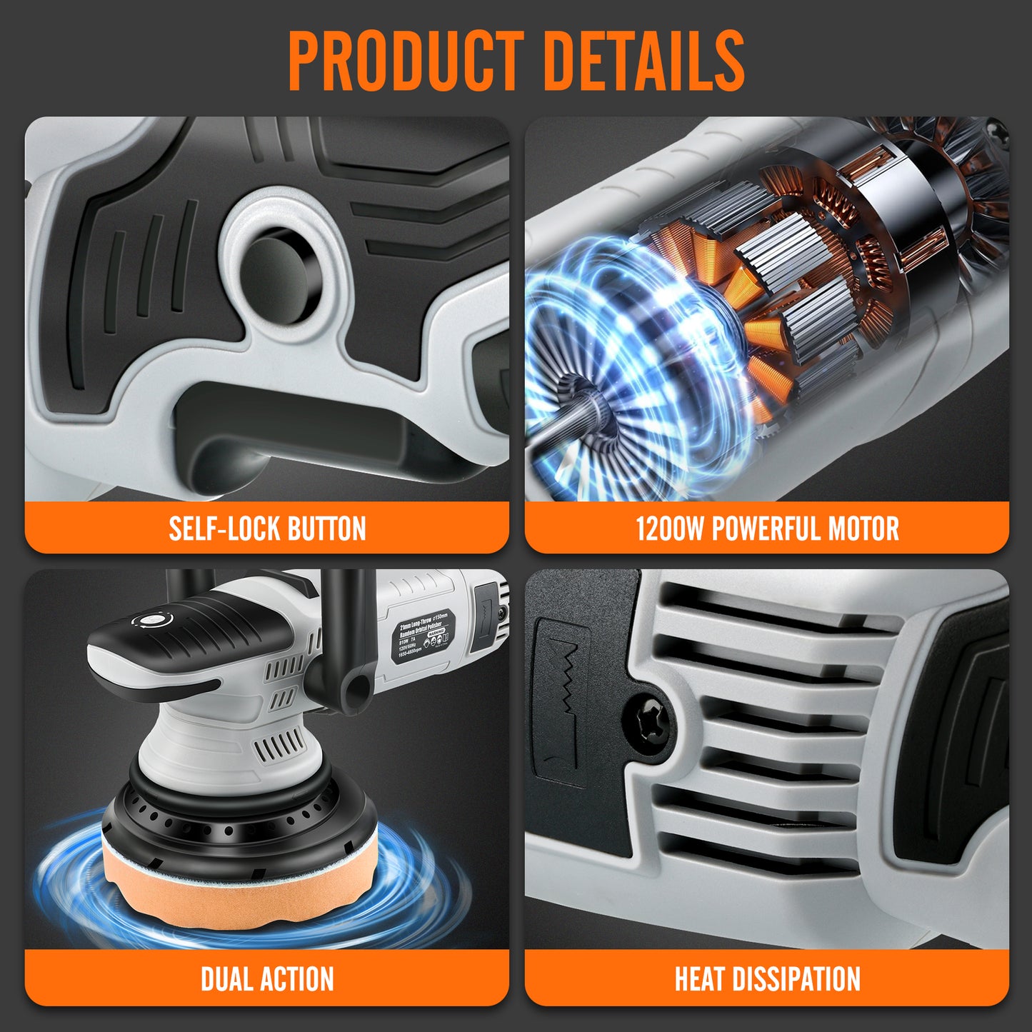 Close-up of Dual Action (DA) Polisher