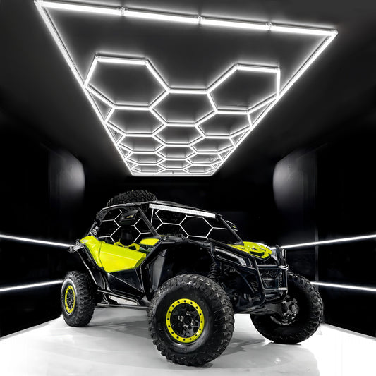 Hexagon LED light (14 grid) illuminating a UTV