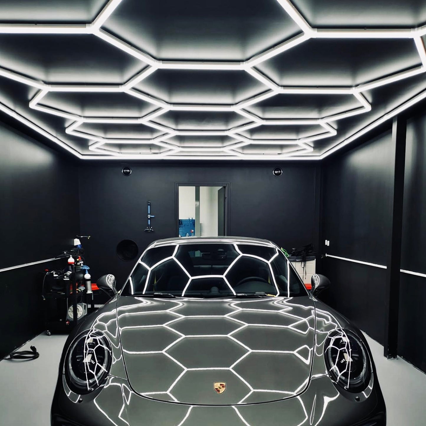 Hexagon LED lights (15 grids) in home garage