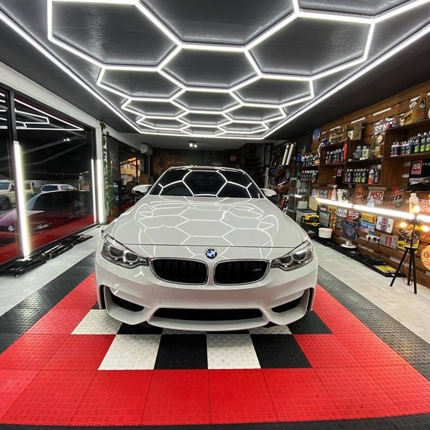 Hexagon LED lights (15 grids) in home garage