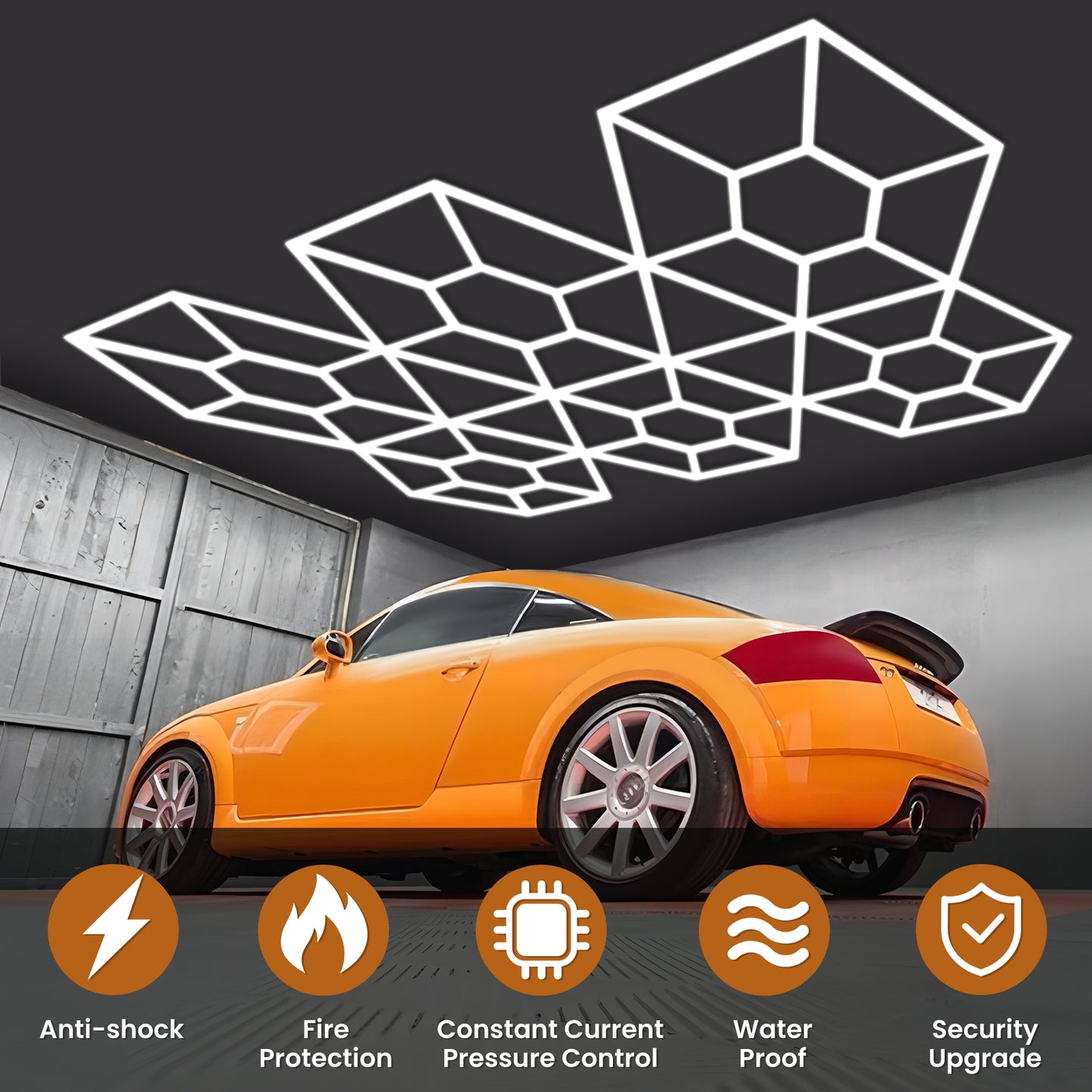 Soccer-pattern LED light for shops, garages, offices, gyms, and showrooms