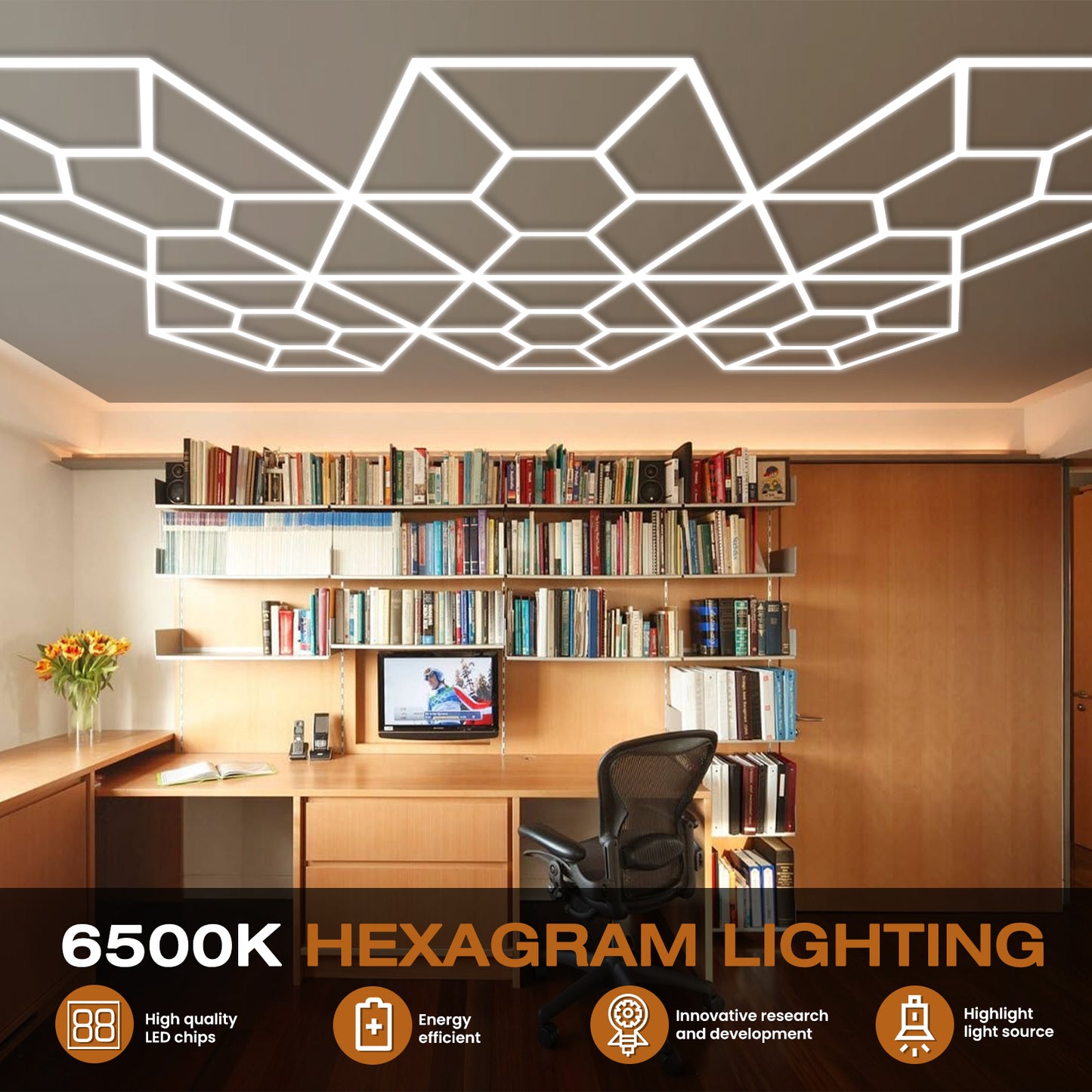 Soccer-inspired LED light in home office