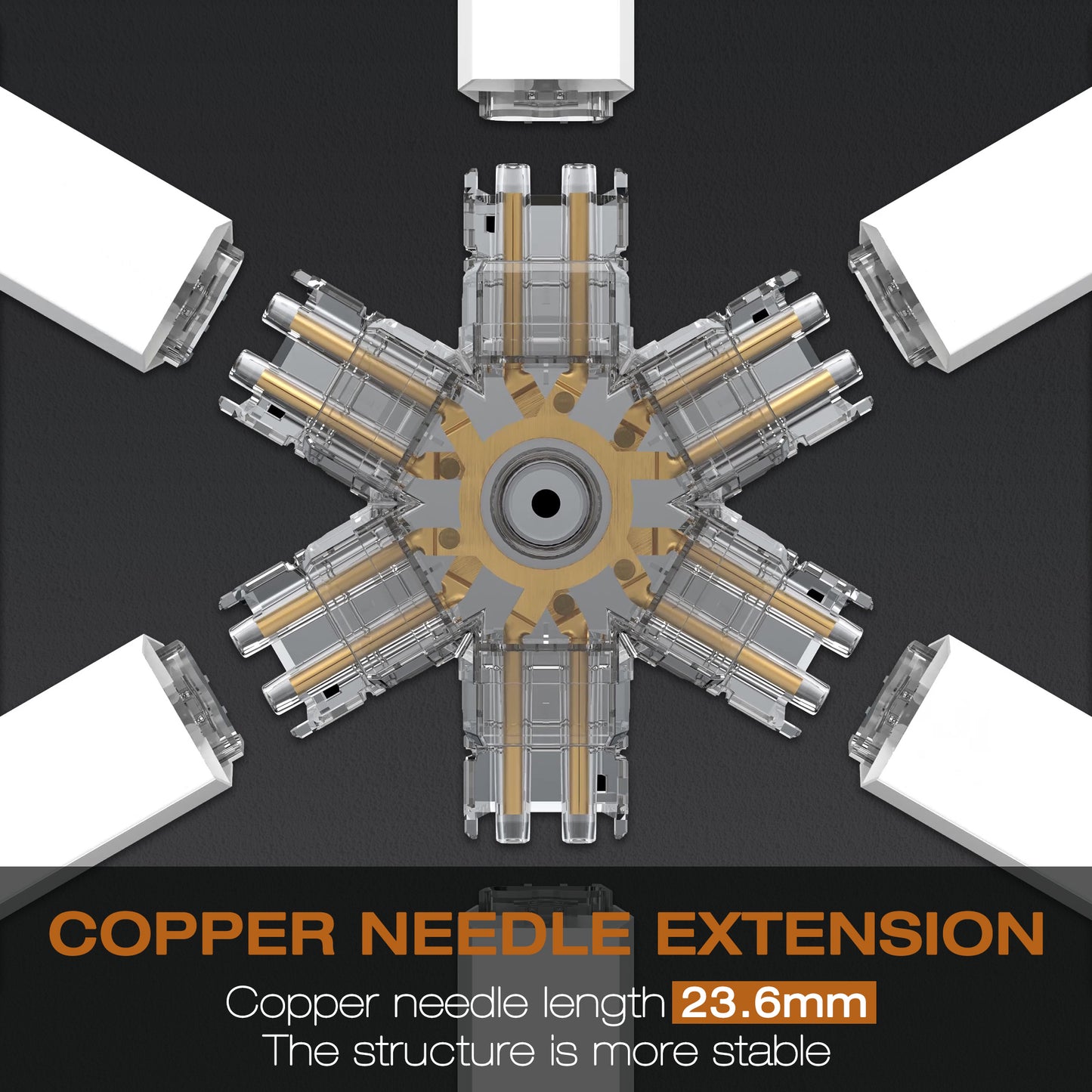 Hexagram LED light with copper needle extension for extra stability