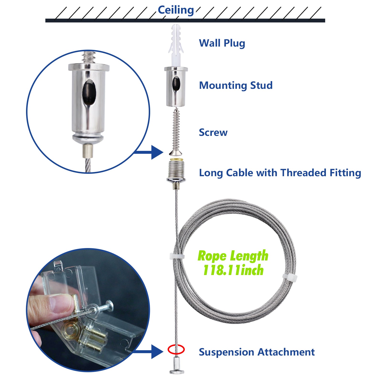 suspension cable wire for hanging LED lights from ceiling